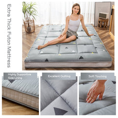 MAXYOYO Padded Japanese Floor Mattress,  Grey Triangle Futon Mattress Extra Thick Folding Sleeping Pad