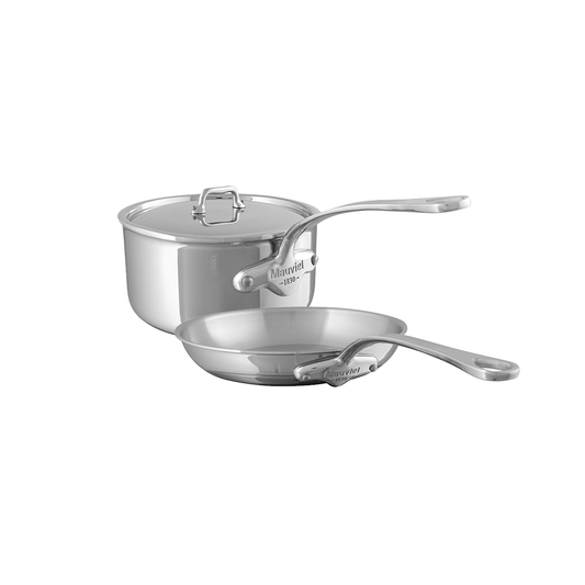 Mauviel M'URBAN 4 Tri-Ply Sauce Pan With Lid 3.4-Qt and Fry Pan 11-Inch, Cast Stainless Steel Handles