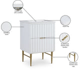 Modernist Quartz Bathroom Vanity with Elegant White Finish and Contemporary Gold Accents Design