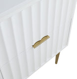 Modernist Quartz Bathroom Vanity with Elegant White Finish and Contemporary Gold Accents Design