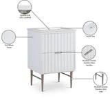 Modernist Quartz Bathroom Vanity with Elegant White Finish and Contemporary Gold Accents Design