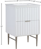 Modernist Quartz Bathroom Vanity with Elegant White Finish and Contemporary Gold Accents Design