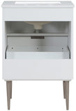 Modernist Quartz Bathroom Vanity with Elegant White Finish and Contemporary Gold Accents Design