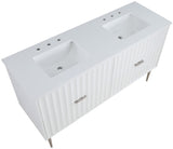 Modernist Quartz Bathroom Vanity with Elegant White Finish and Contemporary Gold Accents Design