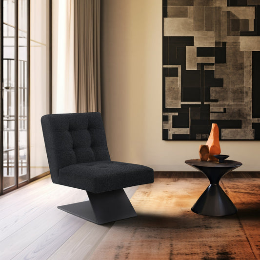 Zeal Accent Chair - Stylish Boucle Upholstered Design with Sturdy Matte Black Metal Base for Comfort