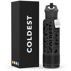 Sports Water Bottle Black Leopard