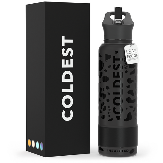 Water Bottle Black Leopard