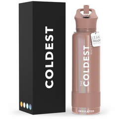 Sports Water Bottle Golden Rose Glitter