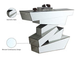 Jade Glass Console Table - Mirrored Geometric Base, Contemporary Design for Modern Living Spaces