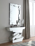 Jade Glass Console Table - Mirrored Geometric Base, Contemporary Design for Modern Living Spaces