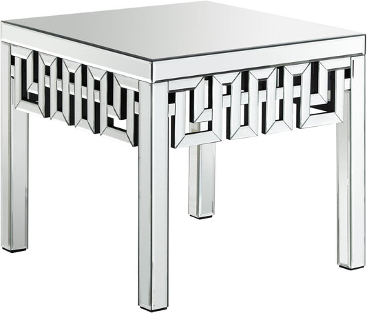 Aria Mirrored Contemporary End Table with Geometric Frame – Stylish Accent for Modern Spaces