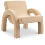 Corduroy Accent Chair - Luxurious Upholstered Comfort with Stylish Half Rounded Arms for Your Home