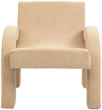 Corduroy Accent Chair - Luxurious Upholstered Comfort with Stylish Half Rounded Arms for Your Home