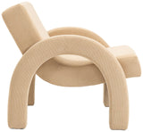 Corduroy Accent Chair - Luxurious Upholstered Comfort with Stylish Half Rounded Arms for Your Home