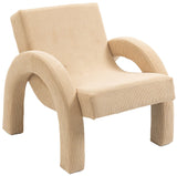 Corduroy Accent Chair - Luxurious Upholstered Comfort with Stylish Half Rounded Arms for Your Home