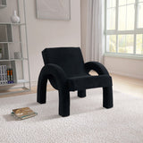 Corduroy Accent Chair - Luxurious Upholstered Comfort with Stylish Half Rounded Arms for Your Home