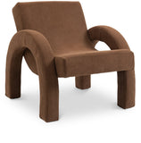 Corduroy Accent Chair - Luxurious Upholstered Comfort with Stylish Half Rounded Arms for Your Home