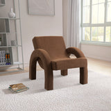 Corduroy Accent Chair - Luxurious Upholstered Comfort with Stylish Half Rounded Arms for Your Home