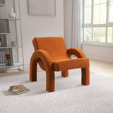Corduroy Accent Chair - Luxurious Upholstered Comfort with Stylish Half Rounded Arms for Your Home