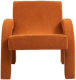 Corduroy Accent Chair - Luxurious Upholstered Comfort with Stylish Half Rounded Arms for Your Home