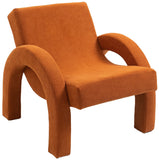 Corduroy Accent Chair - Luxurious Upholstered Comfort with Stylish Half Rounded Arms for Your Home