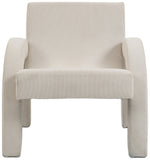 Corduroy Accent Chair - Luxurious Upholstered Comfort with Stylish Half Rounded Arms for Your Home