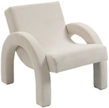 Corduroy Accent Chair - Luxurious Upholstered Comfort with Stylish Half Rounded Arms for Your Home