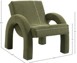 Corduroy Accent Chair - Luxurious Upholstered Comfort with Stylish Half Rounded Arms for Your Home