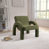 Corduroy Accent Chair - Luxurious Upholstered Comfort with Stylish Half Rounded Arms for Your Home