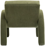 Corduroy Accent Chair - Luxurious Upholstered Comfort with Stylish Half Rounded Arms for Your Home