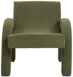 Corduroy Accent Chair - Luxurious Upholstered Comfort with Stylish Half Rounded Arms for Your Home