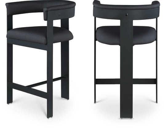 Romeo Counter Stool Set of 2 - Modern Vegan Leather Design for Stylish Kitchen or Bar Seating