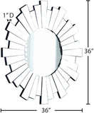 Nexus Glass Sunburst Mirror - Striking Geometric Design for Bold Modern Home Décor, 36" W x 36" H