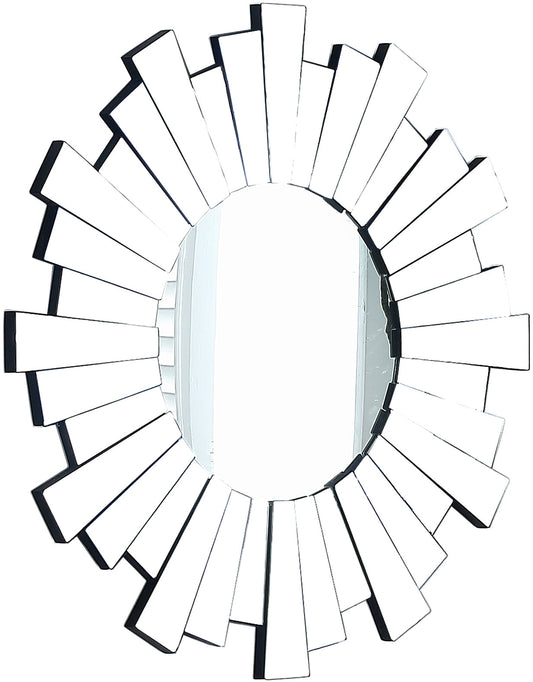 Nexus Glass Sunburst Mirror - Striking Geometric Design for Bold Modern Home Décor, 36" W x 36" H
