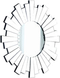 Nexus Glass Sunburst Mirror - Striking Geometric Design for Bold Modern Home Décor, 36" W x 36" H