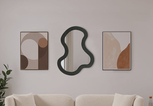 Oblique Mirror - Oversized Contemporary Artful Design with Solid Acacia Wood Frame for Your Wall