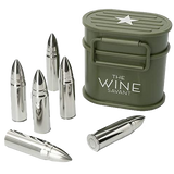 Whiskey Stones Ammunition Box Bullets Stainless Steel - Set of 6 1.75in Bullet Chillers, The Wine Savant Stainless Steel Whiskey Rocks Bullet Shaped Ice Chillers, Beautiful Case to Take to Go! (Green)