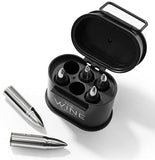 Whiskey Stones Ammunition Box Bullets Stainless Steel - Set of 6 1.75in Bullet Chillers, The Wine Savant Stainless Steel Whiskey Rocks Bullet Shaped Ice Chillers, Beautiful Case to Take to Go! (Black)
