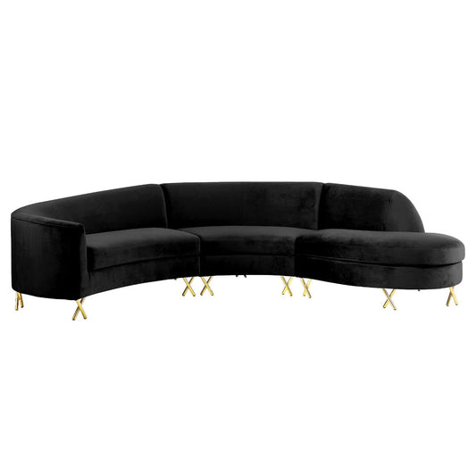 Serpentine Velvet 3pc. Sectional