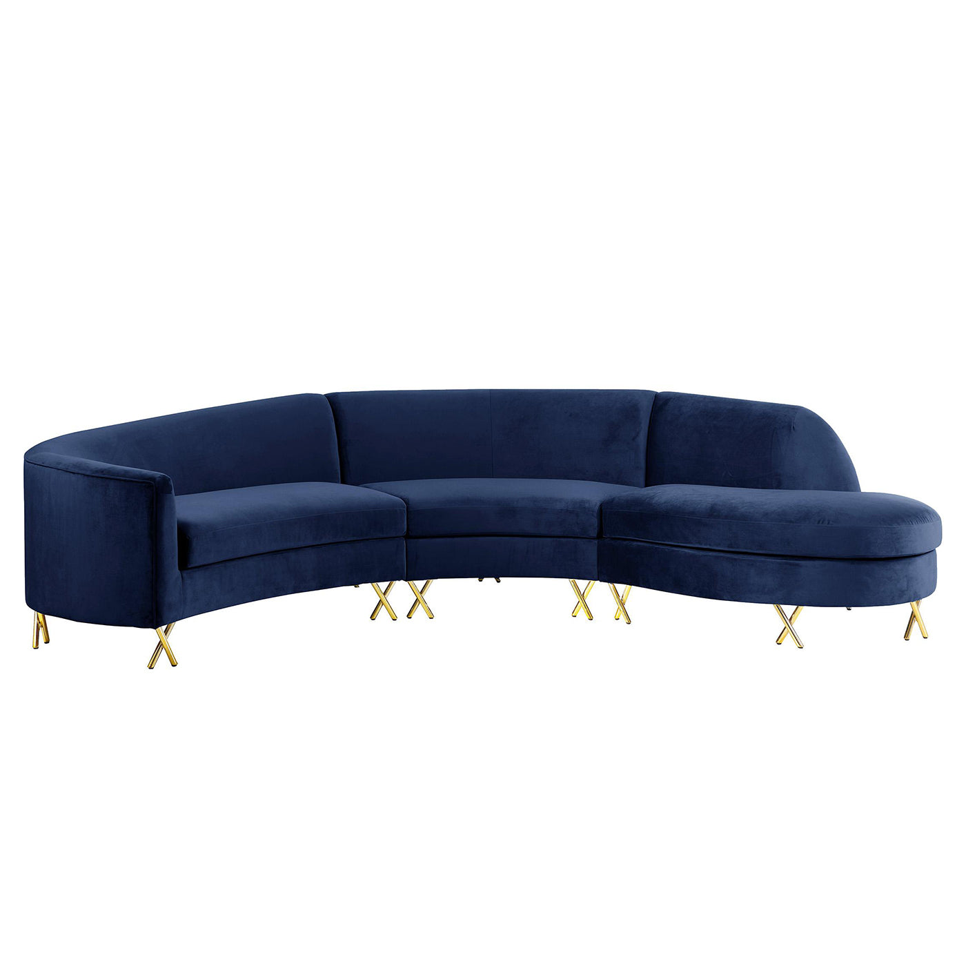 Serpentine Velvet 3pc. Sectional