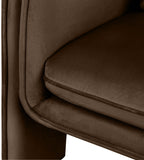 Sloan Elegant Velvet Accent Chair with Comfortable Curved Arms and Stylish Matching Pillow for Relaxation