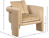 Sloan Elegant Velvet Accent Chair with Comfortable Curved Arms and Stylish Matching Pillow for Relaxation