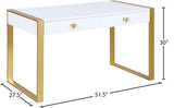 Victoria Contemporary Desk/Console: Stylish High-End Lacquer Finish, Gold Legs & Acrylic Handles