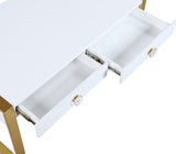 Victoria Contemporary Desk/Console: Stylish High-End Lacquer Finish, Gold Legs & Acrylic Handles