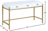 Abigail Acrylic Contemporary Desk/Console - Luxurious Design with Gold Accents & Versatile Functionality