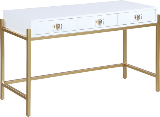 Abigail Acrylic Contemporary Desk/Console - Luxurious Design with Gold Accents & Versatile Functionality