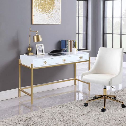 Abigail Acrylic Contemporary Desk/Console - Luxurious Design with Gold Accents & Versatile Functionality