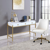 Abigail Acrylic Contemporary Desk/Console - Luxurious Design with Gold Accents & Versatile Functionality