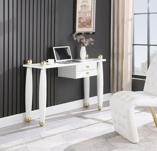 Etro Elegant Engineered Wood Console Table/Desk with Gold Accents for Modern Home Décor Solutions