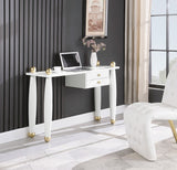 Etro Elegant Engineered Wood Console Table/Desk with Gold Accents for Modern Home Décor Solutions